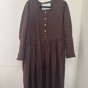 Not perfect linen mama midi dress espresso color